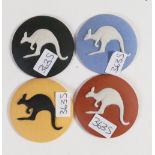 A collection of miniature Wedgwood roundels of kangaroos (4):