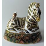 Royal Crown Derby paperweight ZEBRA: Silver stopper, NO certificate, no box.
