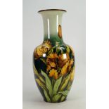 Doulton Lambeth large Faience vase: Hand painted with tulips by Mary Butterton, height 46cm.
