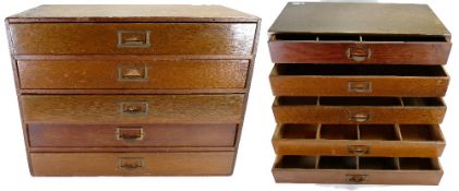 Two small wooden chests each of five drawers: Ideal for soldiers, specimens or other collectables.