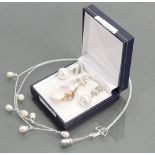 Group of jewellery: Two Swarovski crystal silver mounted necklets with faux pearls,