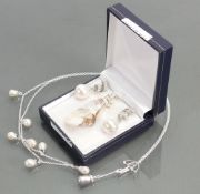 Group of jewellery: Two Swarovski crystal silver mounted necklets with faux pearls,