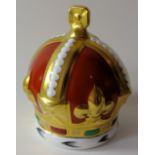 Royal Crown Derby paperweight QEII 100th Birthday CROWN: Gold stopper, certificate, first quality,