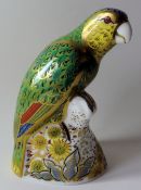 Royal Crown Derby paperweight AMAZON GREEN PARROT: Gold stopper, certificate, first quality,