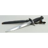 French Special Beret Rouge combat knife: The blade stamped INOX in leather scabbard.