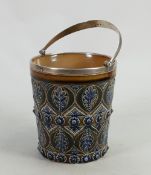 Doulton Lambeth Pail decorated with leaves: With hallmarked silver handle and rim Height 13cm