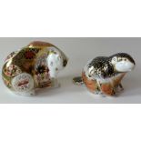 Two x Royal Crown Derby paperweights BEAVER & ROCKY MOUNTAIN BEAR for Goviers 40/500: Silver