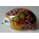 Royal Crown Derby paperweight ORCHARD HEDGEHOG: Gold stopper, NO certificate, first quality,