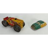 Marx Tinplate Tractor and Woody Type Car (2):