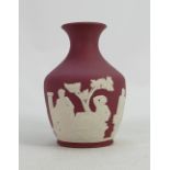 Wedgwood crimson Jasperware vase: Decorated with classical scenes height 15cm