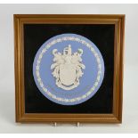 Wedgwood light blue & white Stoke City Football Club plaque: In larger gilt frame,