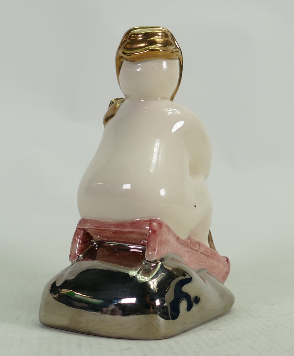 Royal Doulton Snowman prototype figure Tobogganing: In a different colourway with silver & gold - Image 3 of 3