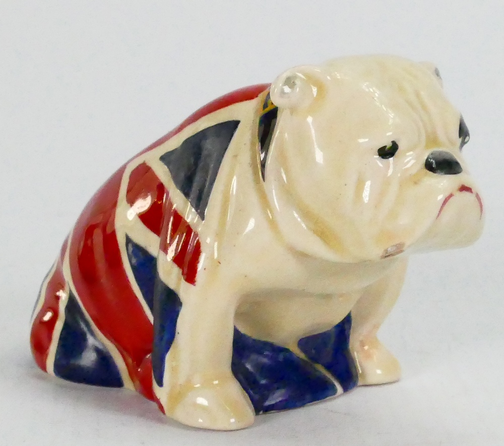 Royal Doulton miniature Bulldog draped with Union Jack: Height 6cm.