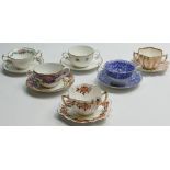 A collection of Shelley Wileman and Co (Foley) Bouillon cups & saucers: Royal 9654 Root print in