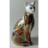 Royal Crown Derby paperweight SIAMESE CAT: Silver stopper, NO certificate, original box.