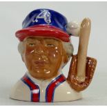 Royal Doulton prototype miniature character jug The Baseball Player: Atlanta Braves colourway,