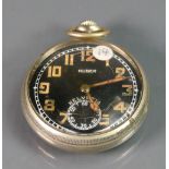 Huber Helvetica nickel cased gents Pocket watch: Ticking order. 50mm wide.