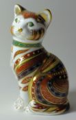 Royal Crown Derby paperweight MARMADUKE the CAT 649/2500: Gold stopper, certificate, first quality,