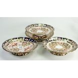 Four Royal Crown Derby Imari pattern comports: 24cm diameter, 5.5cm high.