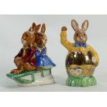 Royal Doulton Bunnykins prototype figures Easter Day and Sleigh Ride: Both in a different colourway
