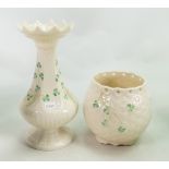 Two Beleek Vases: Height of tallest 21cm.