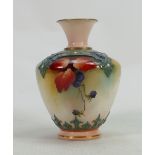 Royal Worcester Hadley Vase: Decorated with Blackberries, height 12cm, restored rim.
