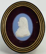 Wedgwood blue Jasper portrait medallion of Baroness Mayer De Rothschild: In wooden mount c1820,