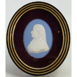 Wedgwood blue Jasper portrait medallion of Baroness Mayer De Rothschild: In wooden mount c1820,