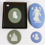 A collection of Wedgwood portrait plaques to include: Green plaque of gentleman,