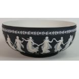 Wedgwood black dip Jasperware Dancing Hours Prestige bowl: Diameter 26cm.