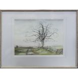 J Dennison: Watercolour picture of a landscape, 44 x 38cm.