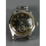 Record Watch Company Geneve vintage steel wristwatch: WW2 German period watch with expandable steel