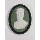 Wedgwood tri coloured dipped Jasper portrait medallion of Marshal Foch: Supreme allied commander