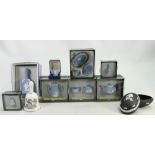 A collection of Wedgwood miniature Jasperware items: Comprising teapot, coffee pot, thimbles etc.