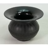 Wedgwood black Basalt engine turned small vase: Height 9cm.