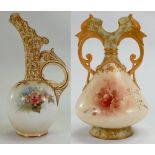 Doulton Burslem Spanishware items: Including two handled vase and ewer, tallest 28cm.