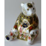 Royal Crown Derby paperweight IMARI HONEY BEAR (Goviers): Gold stopper, certificate, first quality,