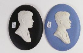 Wedgwood black & blue portrait plaques John F Kennedy: Dated 1964, height 10.25cm.