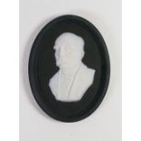 Wedgwood rare solid black Jasper portrait medallion of Georges Clemenceau: French Statesman c1925