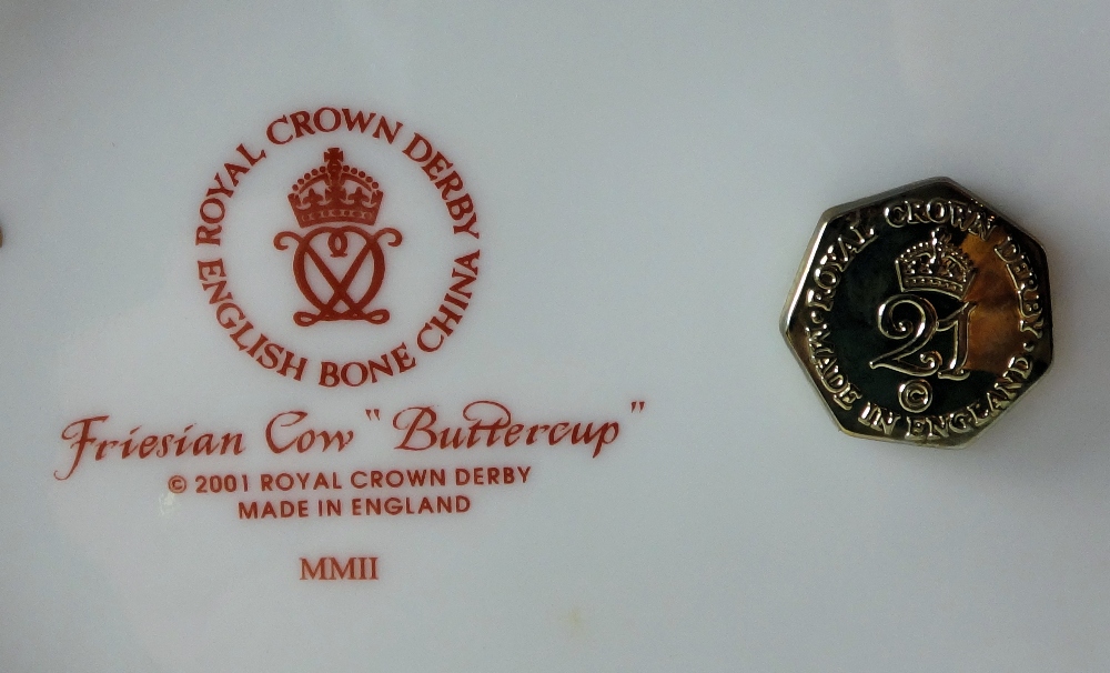 Royal Crown Derby paperweight FRIESIAN COW: Gold stopper, NO certificate, first quality, - Image 2 of 3