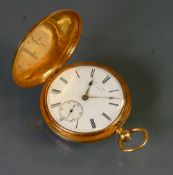 18ct gold hallmarked gents full Hunter pocket watch: Maker Alex Watson, Strand.