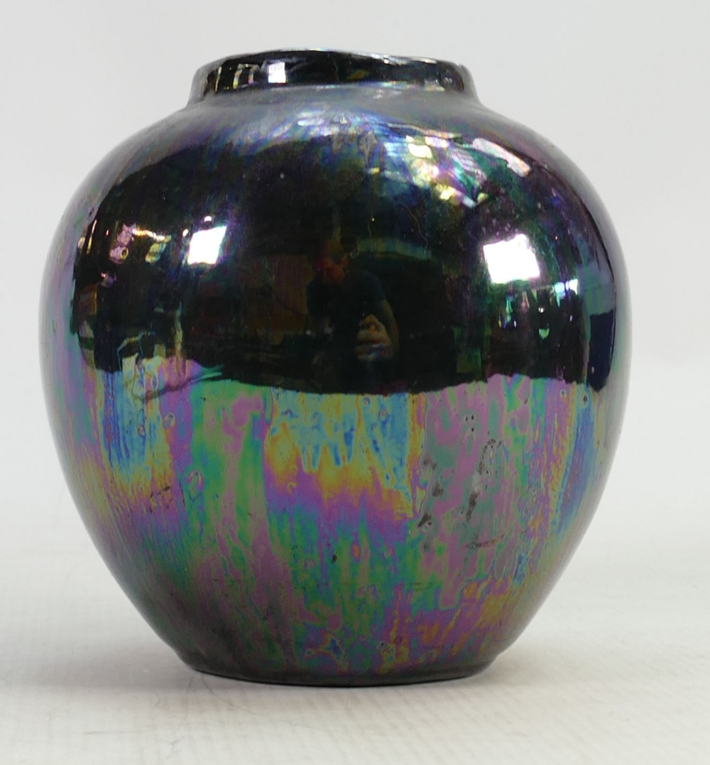 Lise B Moorcroft black lustre ginger jar: Signed LM. In lustre. c1980's. 15cm.