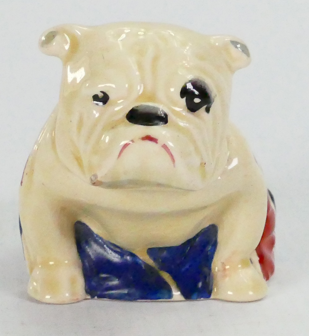 Royal Doulton miniature Bulldog draped with Union Jack: Height 6cm. - Image 4 of 4