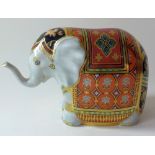 Royal Crown Derby paperweight MULBERRY HALL BABY ELEPHANT: Silver stopper, certificate,