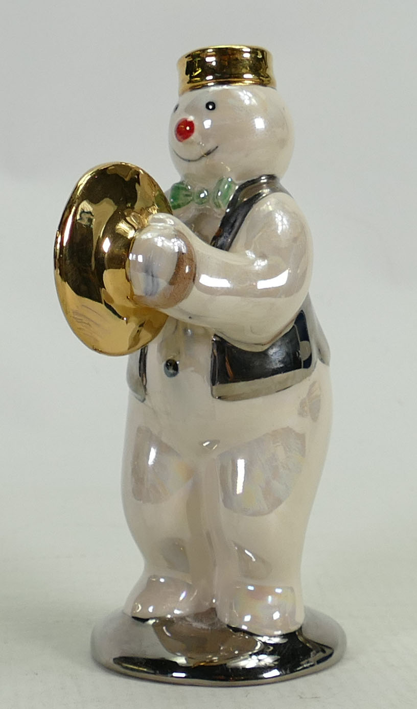 Royal Doulton Snowman prototype figure Cymbal Player: In a different colourway with silver & gold