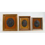 A collection of John Bromley black Basalt portrait plaques: To include Isaac Newton,