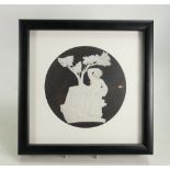 Wedgwood black & white trial round plaque decorated with Classical scene: In later resin frame,