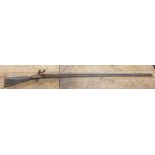 19th century East India Corn Flintlock Trade Musket: Length 168cm.