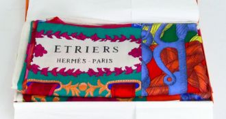Hermes Paris silk sarong/shawl: Made in France, 30% Silk 70% Cashmere, "Dalla Cavalleria",