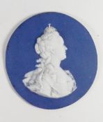Wedgwood rare dark blue dipped Jasper portrait medallion of Catherine II: The Great Empress of
